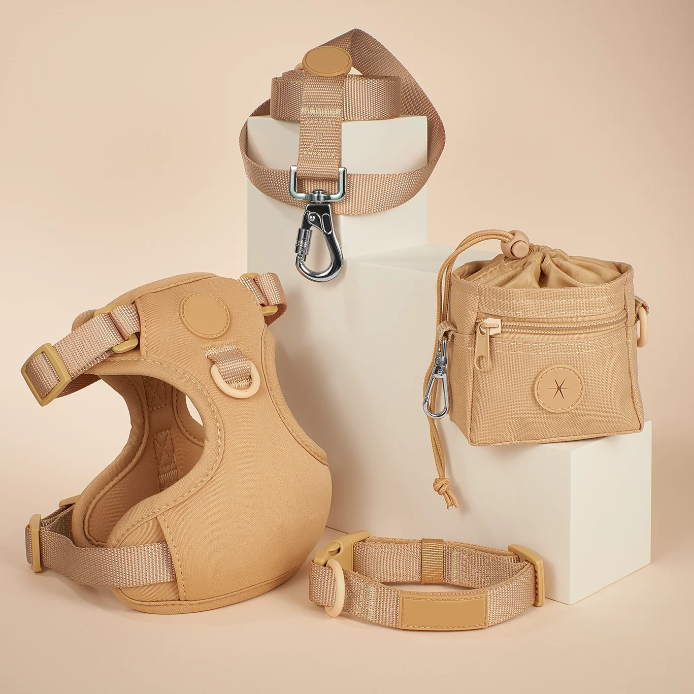 Ошейник и поводок для собак, Экологичная индивидуальная Регулируемая шлейка без натяжения, с мешочком для подарка