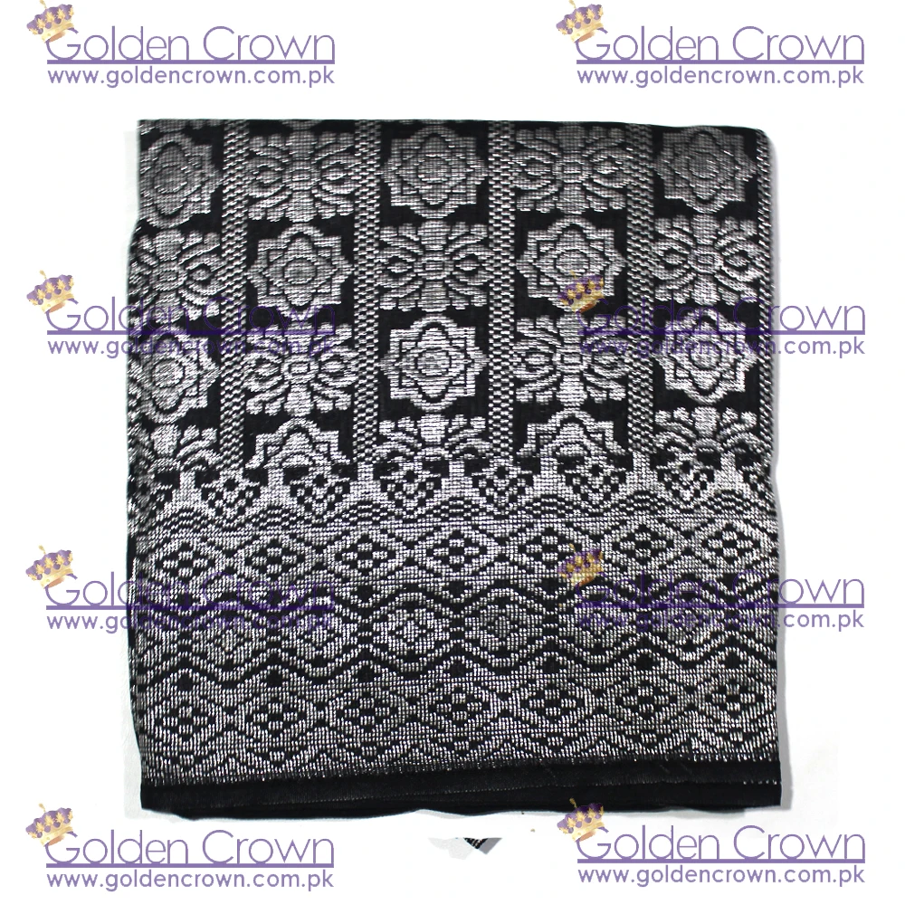 Top High Quality Malaysia Sampin Songket Fabric Black and Silver |