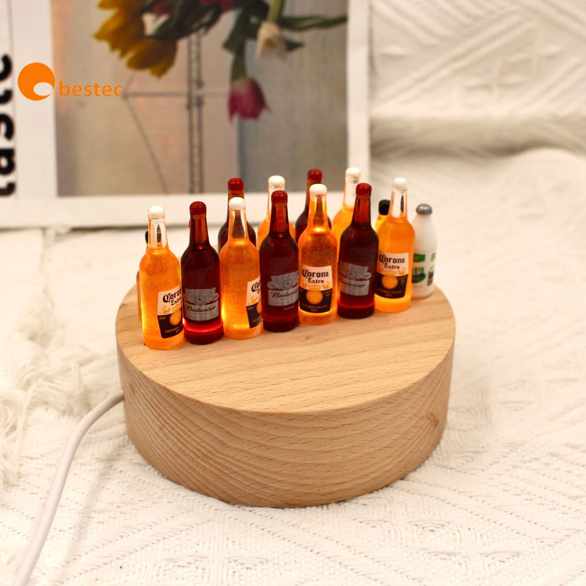 3D Glow Illusion Lamp for Plant Lover, Warm Colors Wooden Handmade Gifts Idea for Home Room Bookcase Decor