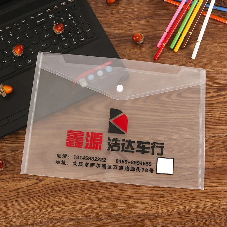 Factory design custom transparent plastic file bag folder pp document folder