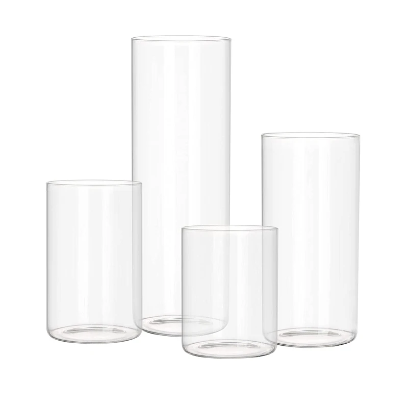 Ручная выдувная круглая прозрачная стеклянная цилиндрическая ваза для растений и цветов