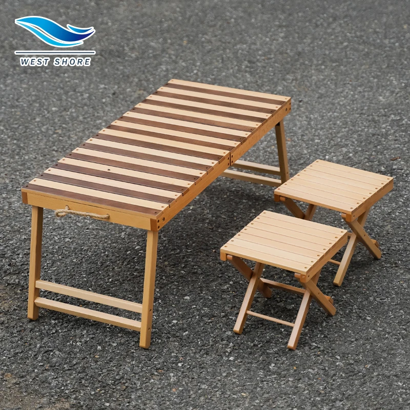 Manufacturers Wholesale Outdoor Solid Wood Table Portable Folding Picnic Table Camping Shelving Bbq Small Table