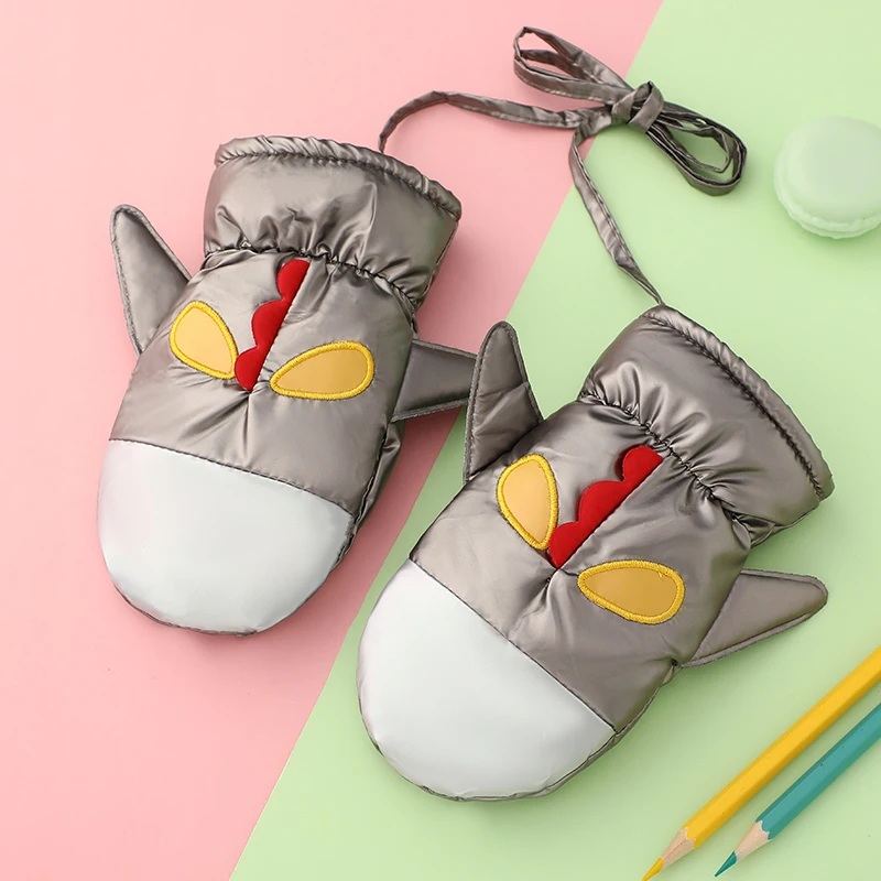 Cute kids mittens cycling outdoor gloves baby boy animal pattern thermal winter mittens