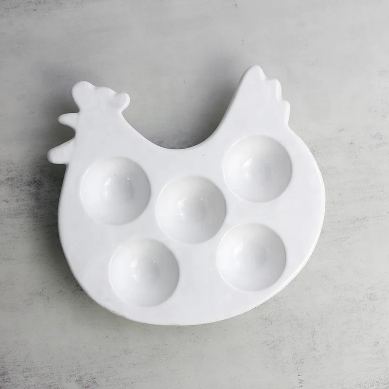 Sublimation Blanks Rooster Shape White Porcelain Egg Plates Breakfast Serving Plate Crockery Other Tableware