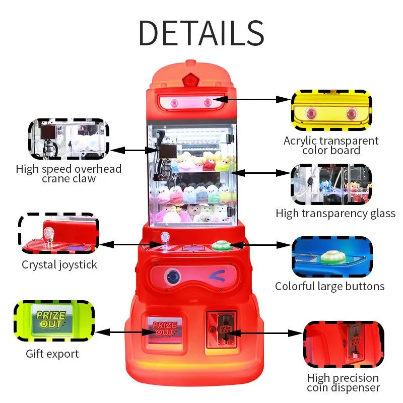 New Designed Variety Coin Operate Plastic Doll Indoor Mini Plush Toys Claw Machine Arcade Game Mini Claw Machine For Sale
