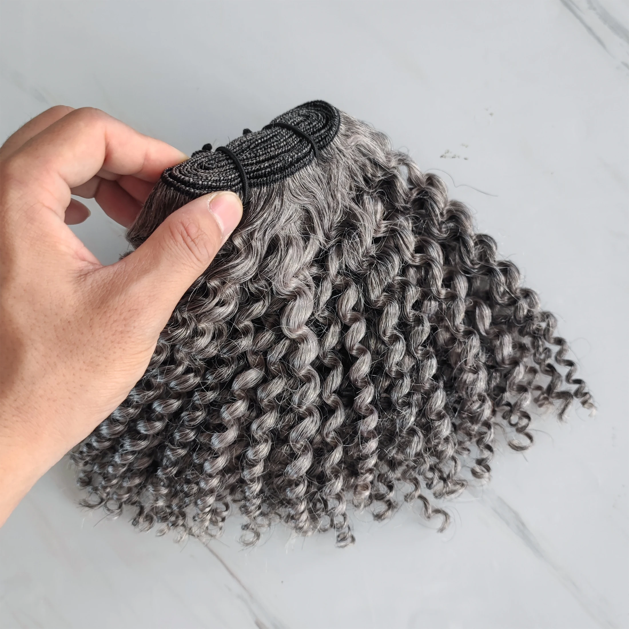 Mix Grey Color Brazilian Human Hair Bundles Burmese Curly Wave Cuticle Aligned Hair Bundles