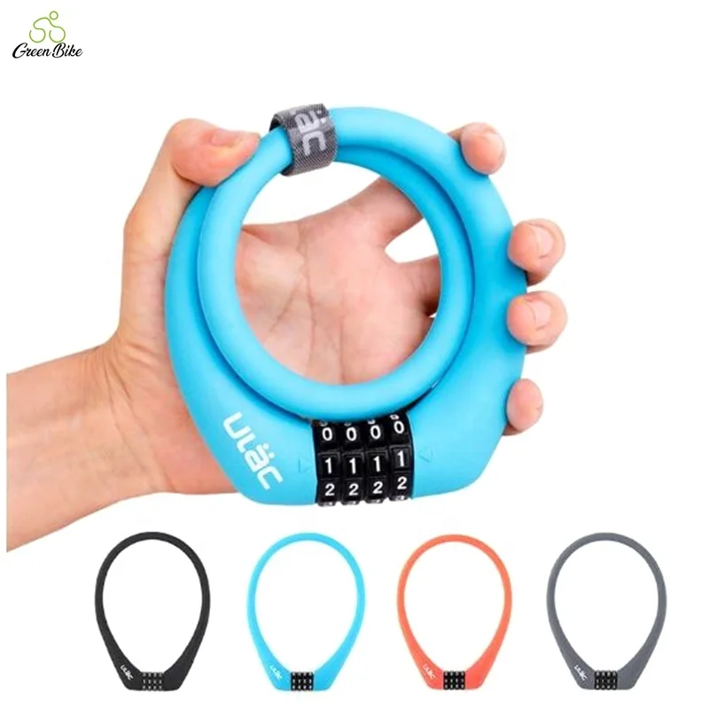 Высокобезопасный замок с четырьмя паролями для велосипедного троса, мягкий силиконовый замок с кольцом, портативный замок для велосипеда