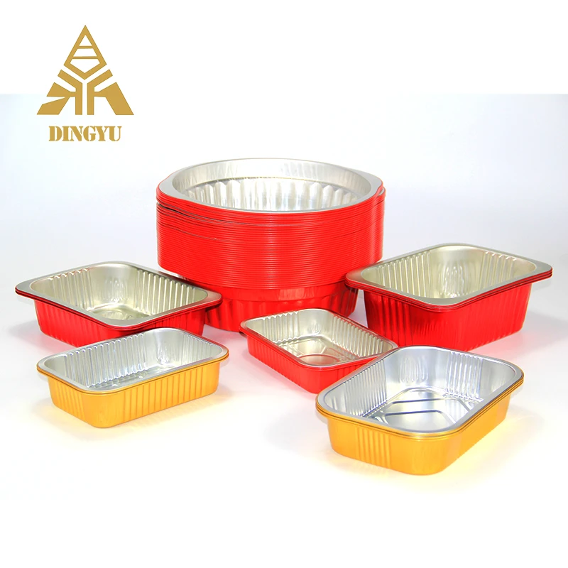 320ml Aluminum foil dishes packing box container lid fast lunch tray microwave oven Food packaging  disposable storage dishes