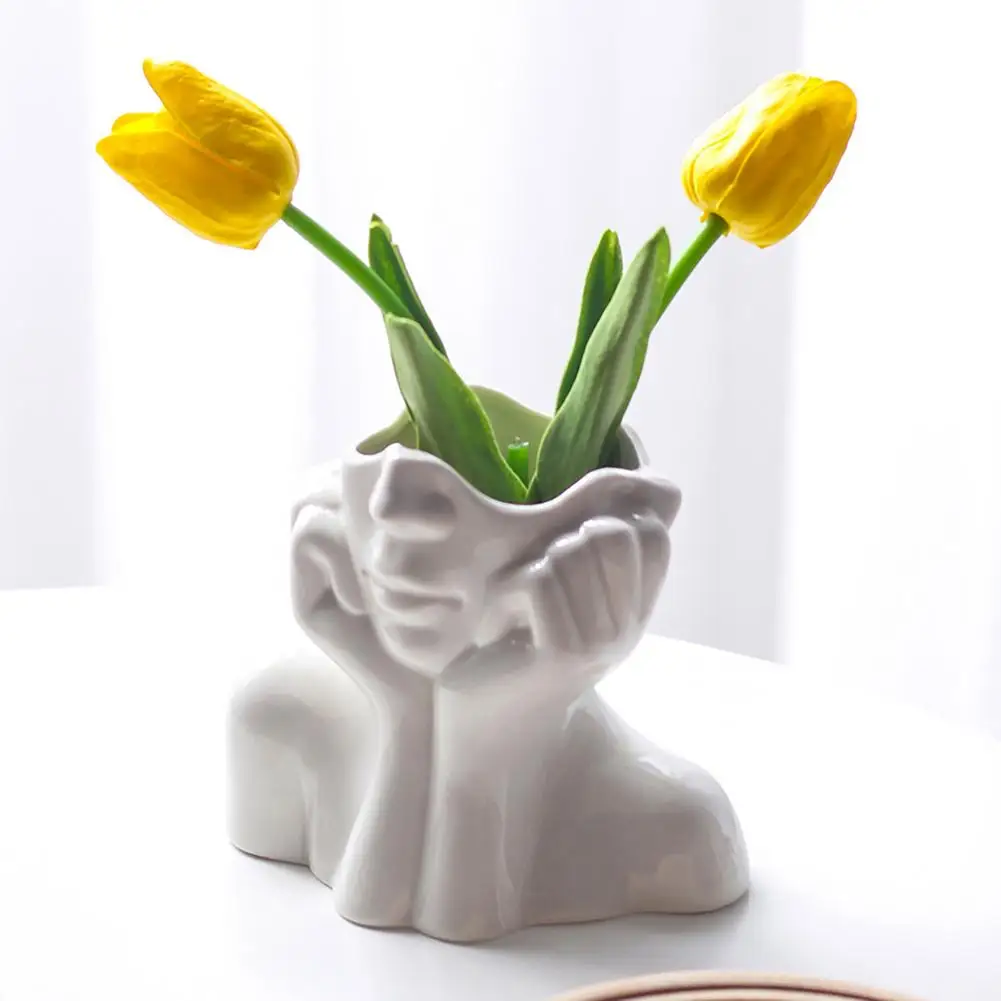 Nordic creative Ceramic Flower Vase Art Woman Body Shape Succulent Plant Pot Cabin Decor Tabletop floor vase For Living Room