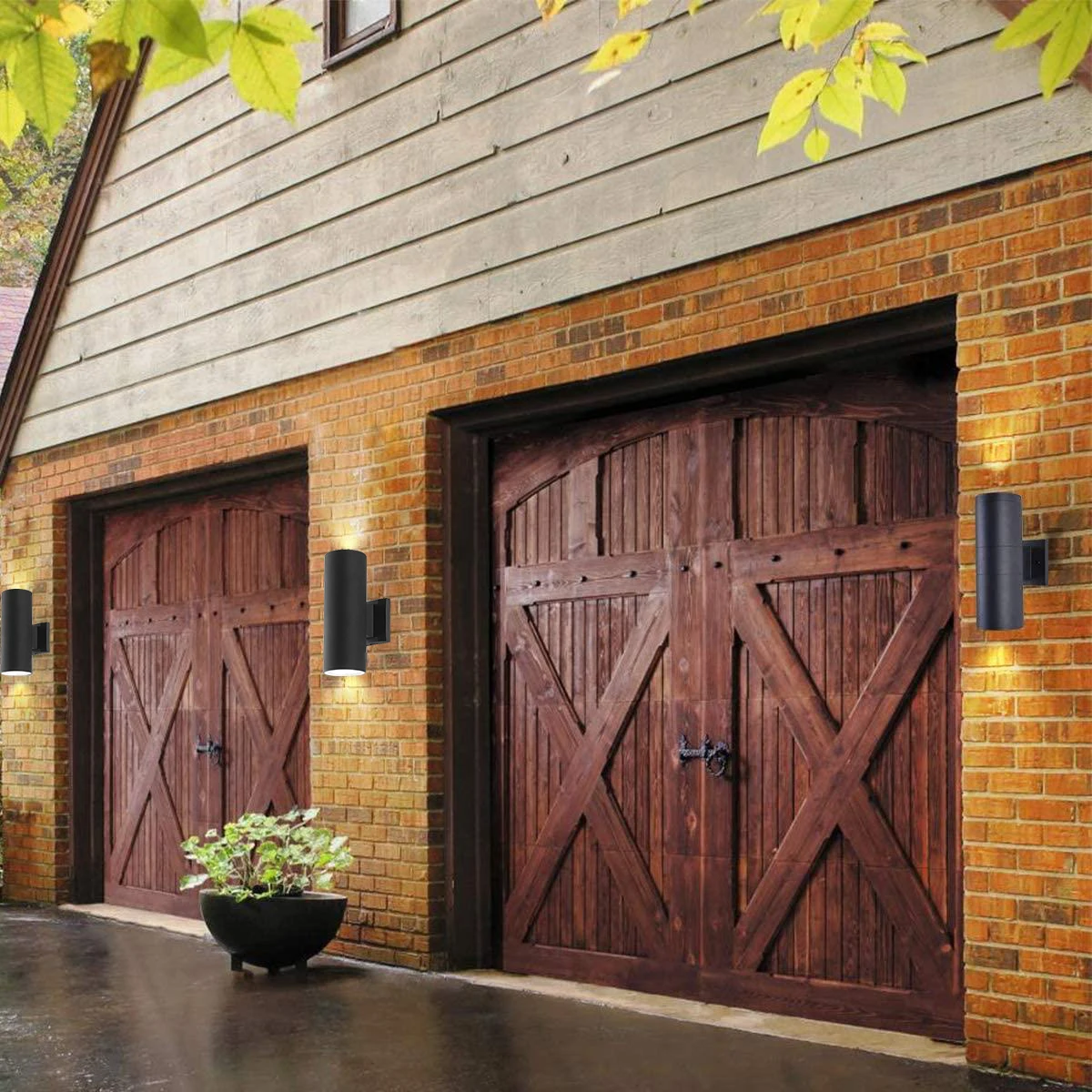 Cylinder Up Down Wall Light Modern Outdoor Wall Sconce Matte Black Aluminum Waterproof Porch Light Exterior Fixtures Wall Mount