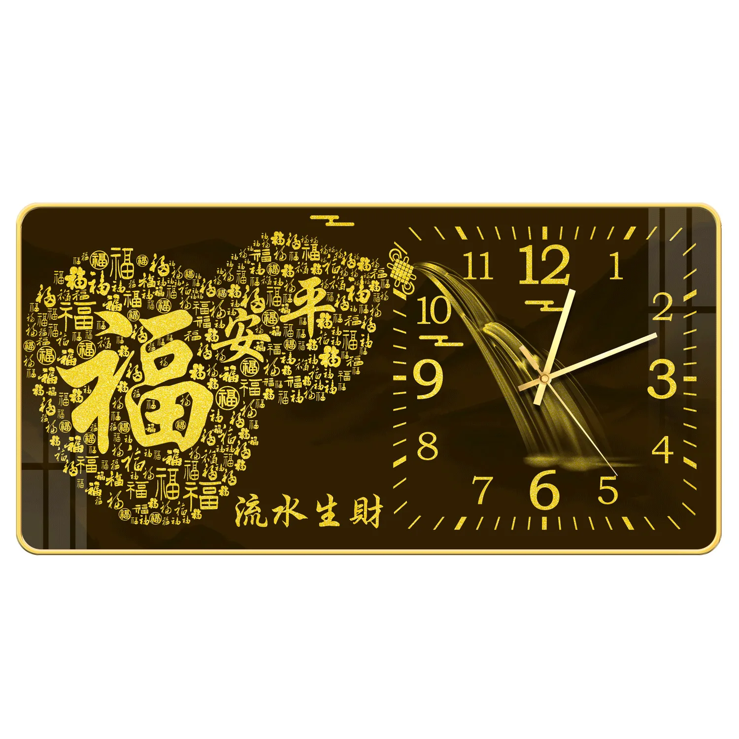Custom Chinese Fu Zi gourd wall clock porch hallway decoration mural rich tree Wang house feng shui hanging