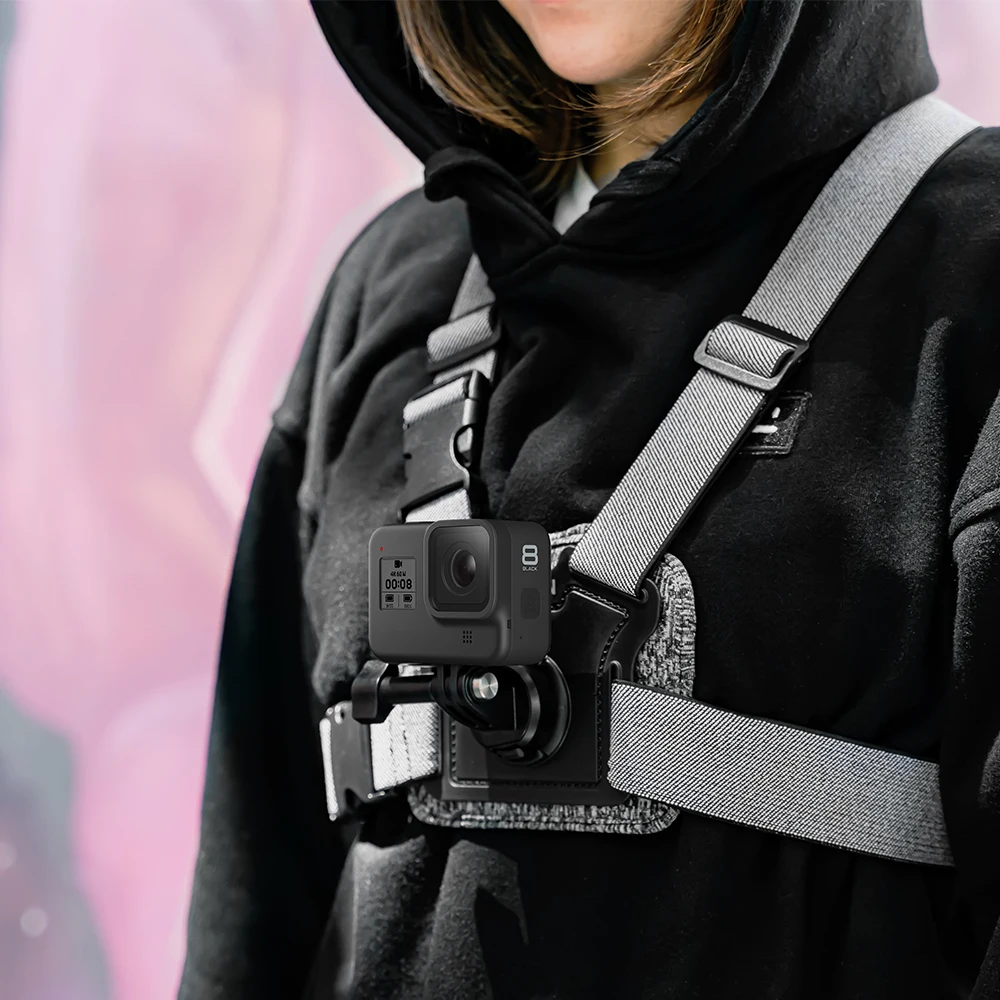 Dual Mounts Adjustable Elastic Harness Chest Strap Mount for GoPros Hero8/7/6/5 and DJI Osmo Action Camera