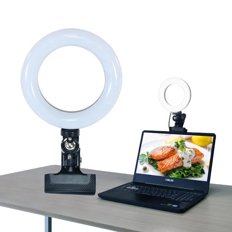Flexible Portable Adjustable Dimmer 3 Color  Fill 6 Inch Led  Selfie Ring Light With Clip For Live Stream