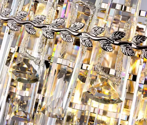 Modern Luxury Noble Golden Square Luxury Crystal Pendant Light Living Room Office Company High end Pendant Light