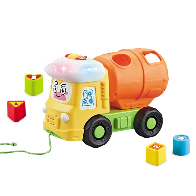 Kids 2024 Educational Plastic Toys Baby & Toddler Montessori Toy Cute Cartoon Building Blocks Car With Light And Sound