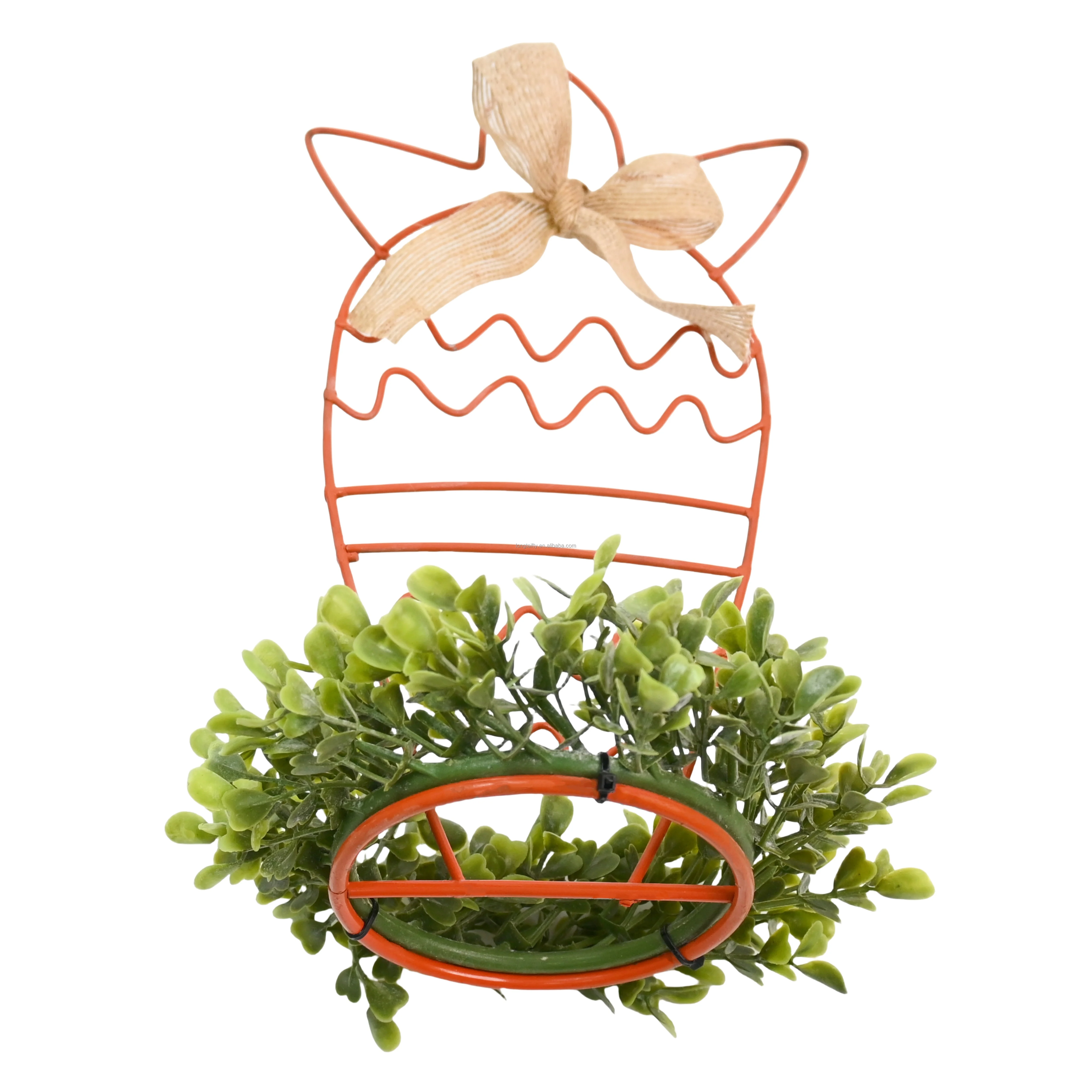 Artificial Plants Candle Ring Wreath Easter Iron Wire Metal Carrot Ornaments For Easter Home Table Top Decor Gifts