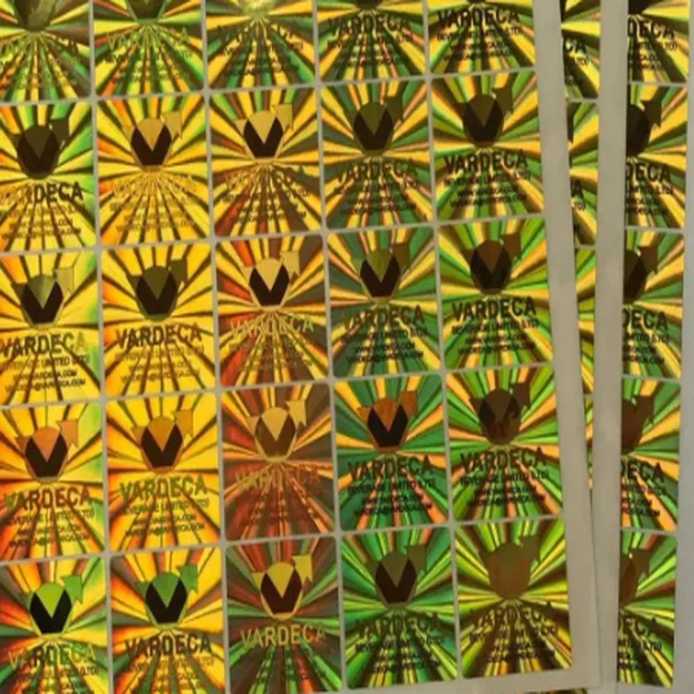 Custom Big Size Round 3D Gold Overlay Hologram Sticker Labels