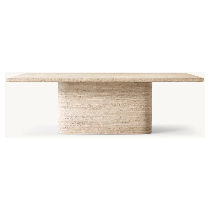 LANDIVIEW Luxury Square Dining Table Arabescato Marble Travertine Console Table Natural Stone Furniture