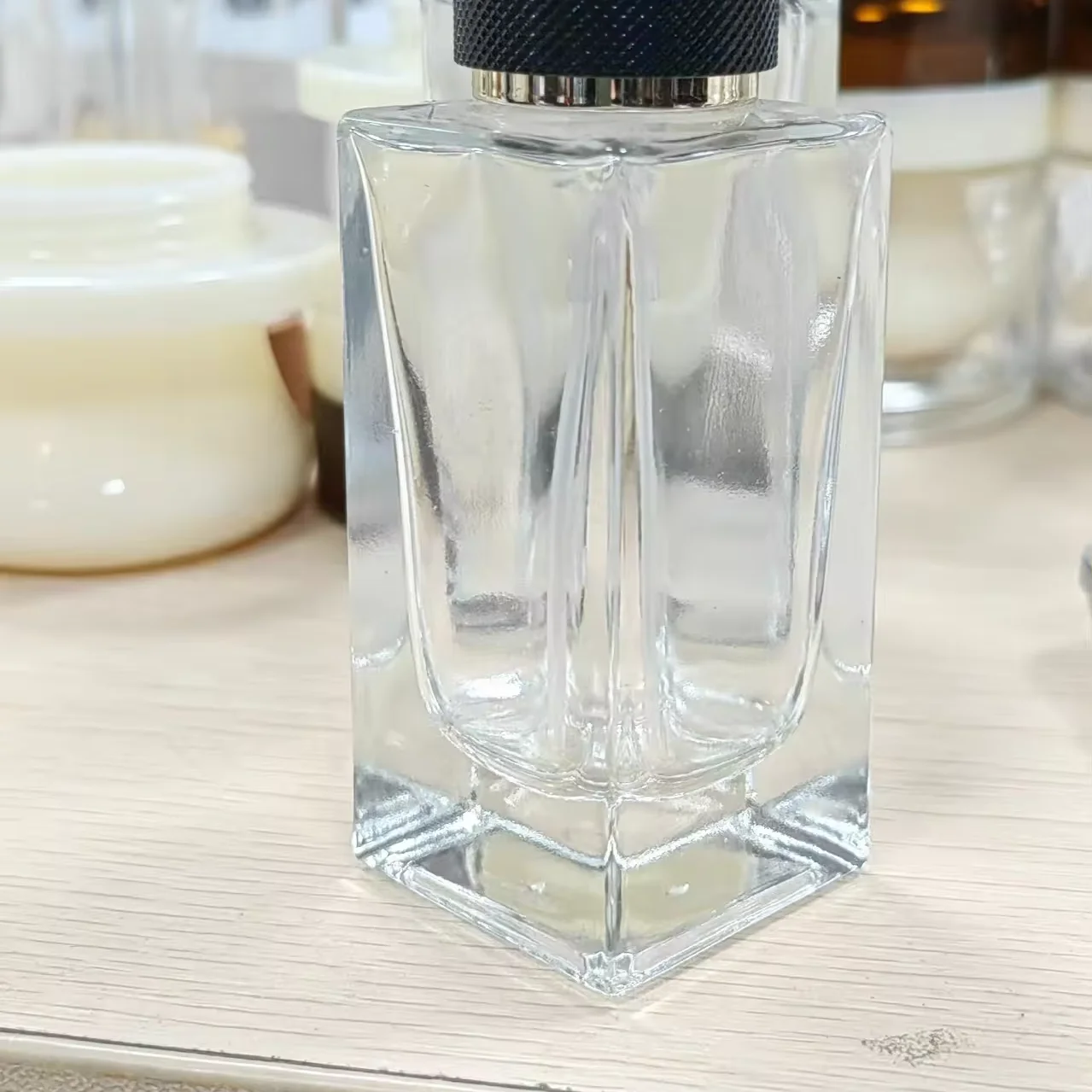 clear Frost Glass Perfume Serum Toner Bottle square 3ml 5ml 10ml 15ml 30ml 50ml 80ml 100ml