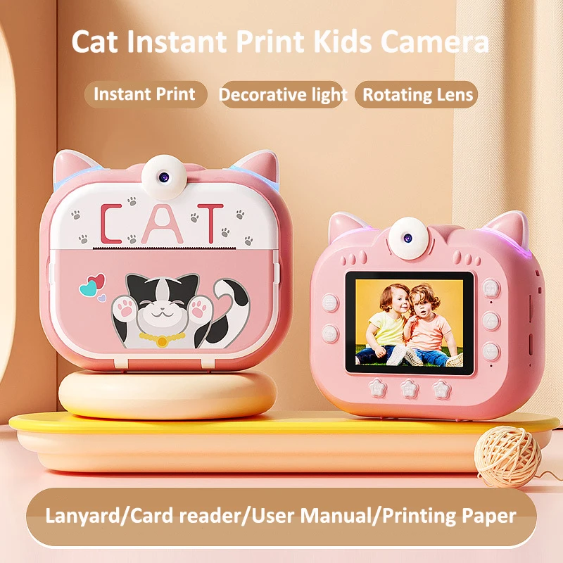 Own Brand X3D Kids Toy Instant Printing Camera Colorful Atmosphere Light Thermal Photo Paper Children Mini Digital Camera