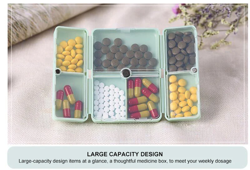 Detachable Sealed Medicine Dispensing Box Portable 7-Compartment Magnet Medicine Box Pill Organizer With Stock
