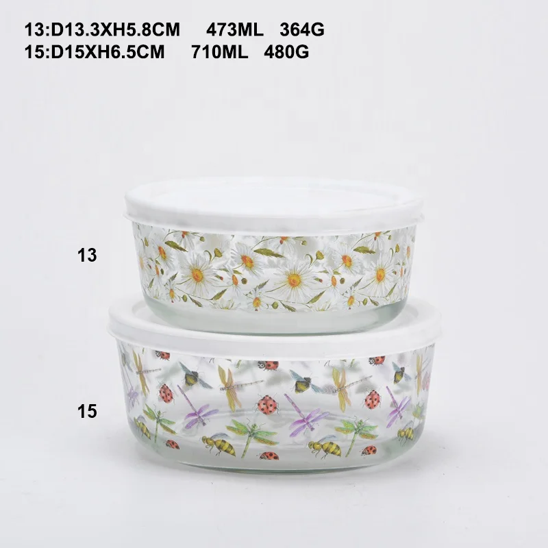 3pcs 4pcs set Heat-Resistant Glass Container Microwavable Food Container  with lock lid or wood lid for Back to School lunch box