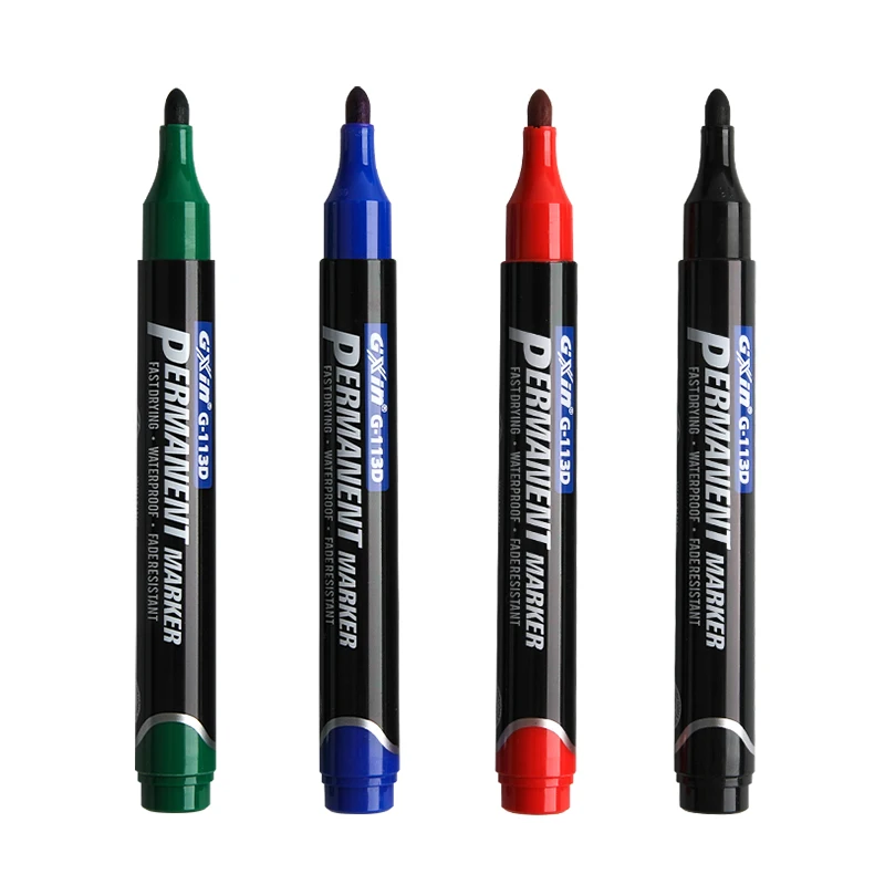 GXIN G-113D 12pcs/set 3mm permanent marker pen economical waterproof fast drying school home hot sell permanent marker set