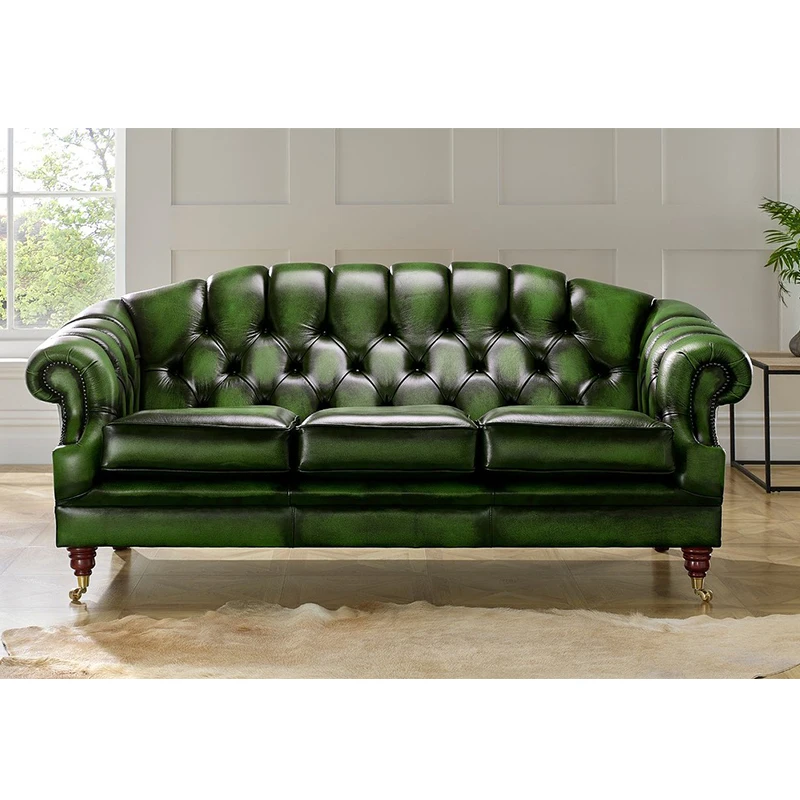 Коричневый дизайнерский роскошный современный кожаный диван Chesterfield
