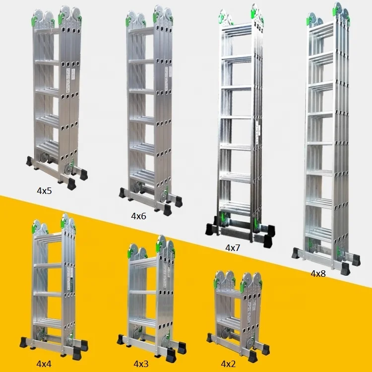 China Multi Functional Aluminum Folding Ladder For Home Use Supplier Sale Direct Escalera 4x2 4x3 4x4 4x5 4x6 Step