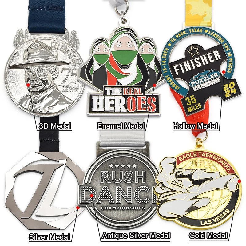 Cheap Custom Metal Sport Medallion Souvenir Soccer Football Running Race Award Medal