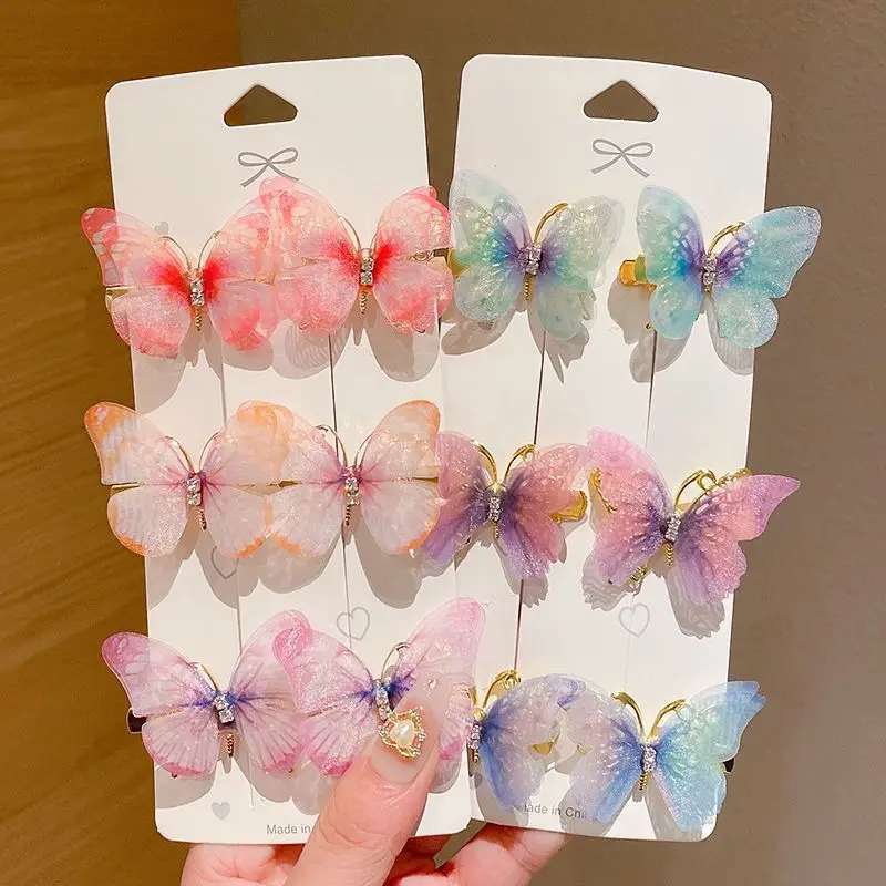 wholesale 3D Butterfly Hair Clip For Kids Double Layer colorful cheap girls  Barrette Lovely moving butterfly Hairpins