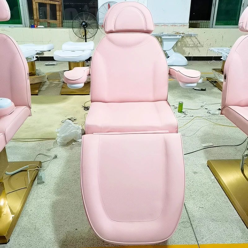 Modern pink massage cosmetic facial bed salon furniture electric luxury gold stainless steel aesthetic clinic bed for sale