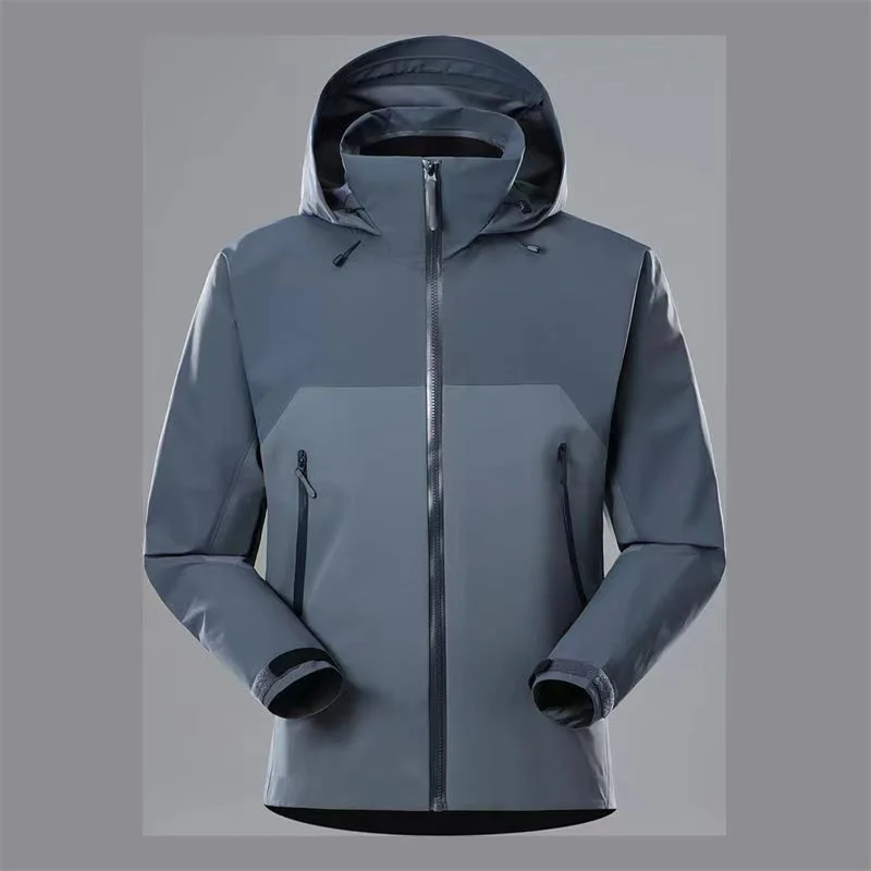 Leisure Style Smart Casual Navy Black Gray Windbreaker Jacket of  Hoodie Water Repellent Jacket for Men