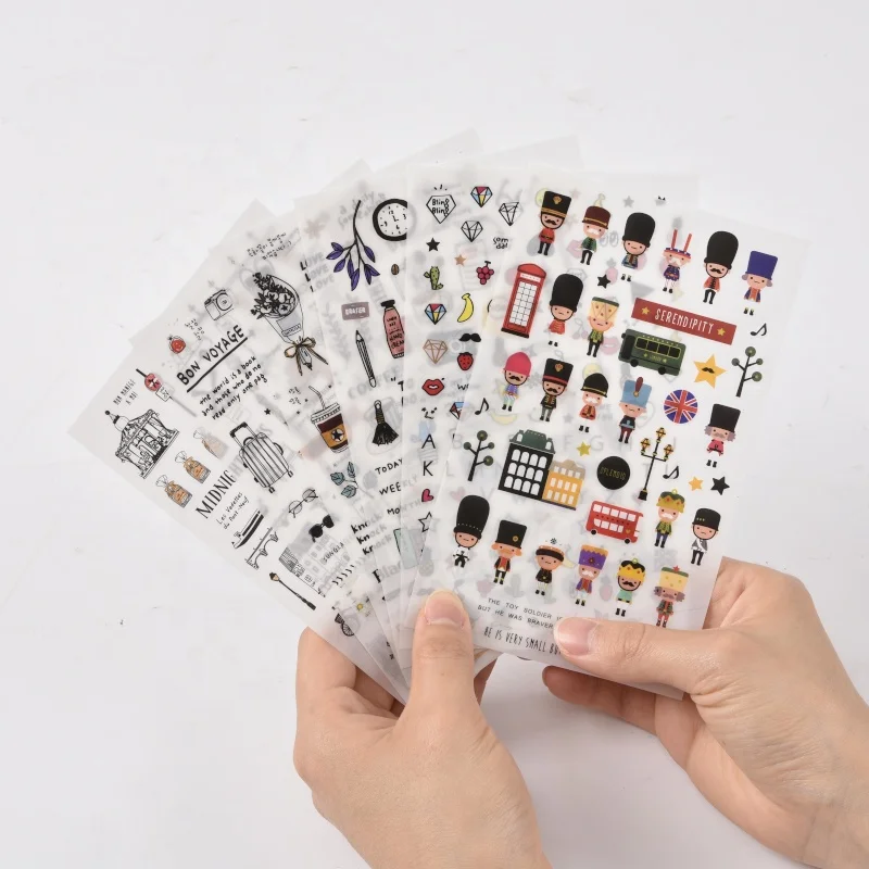 Fancy London elements vinyl sticker for School Scrapbook decoration customized travel design PET  stickers for laptop mac