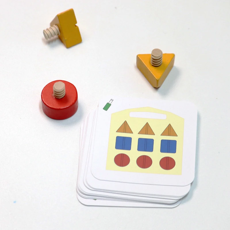 Wooden screw shape matching color cognitive nut early hand-eye coordination training educational toy