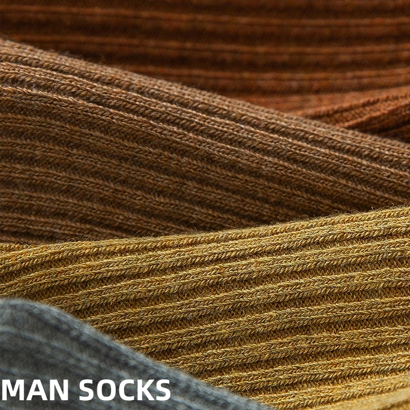 Top Breathable Sweat Absorption Wear Resistant 100 Cotton Stripes Men Office Work Socks