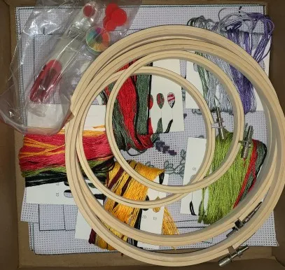 
6Pack Embroidery Starter Kit with Pattern and Instructions, DIY Beginner Starter Stitch Kit Include 1Embroidery Hoop 
