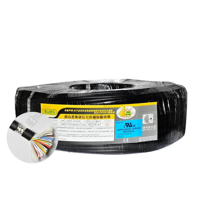 Triumph High Flexible  20276-26AWG 36CORE 38CORE 40CORE Multicore PVC sheath Shielded Twisted pair  Servo Power cable