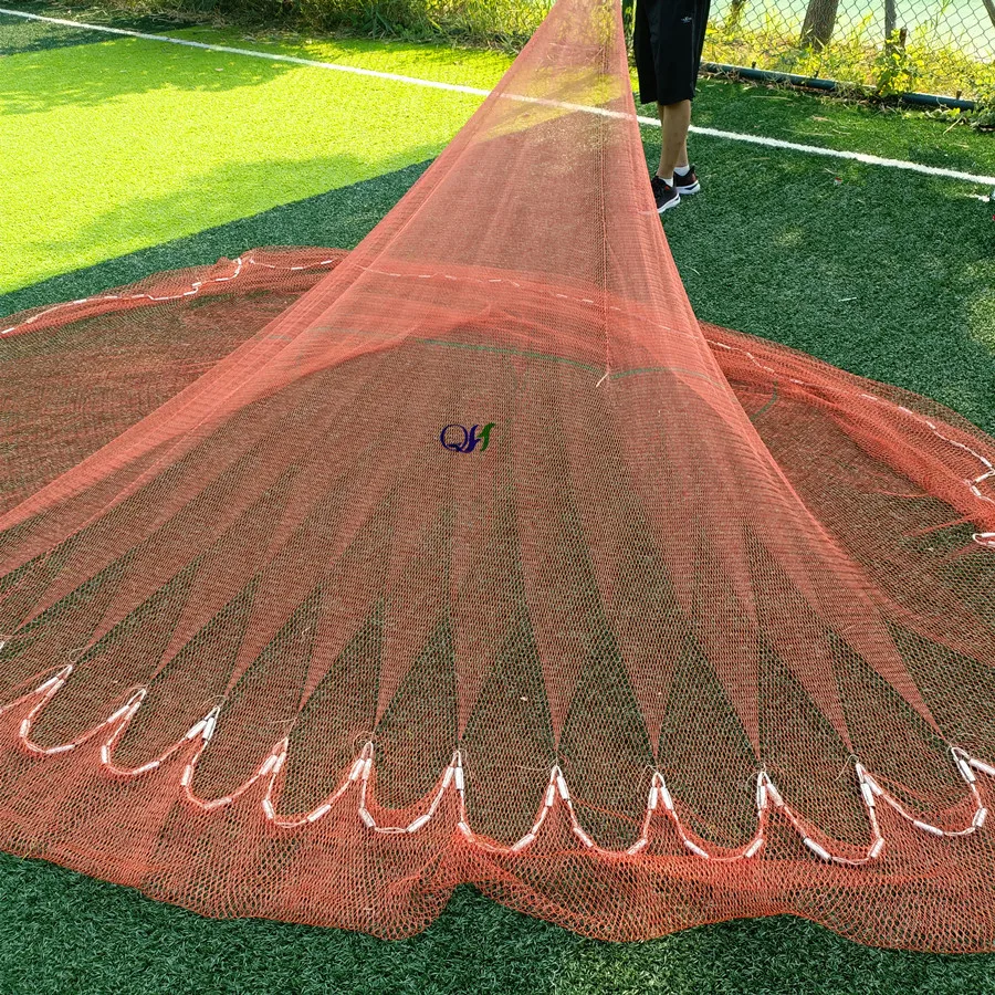 Wholesale 12ft weight 4kg Galvanized Steel Sinker Cast Net Throwing Bottom Pocket Cast Net Fishing Cast Net