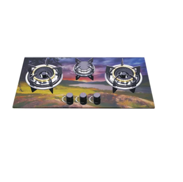 3 Burners Gas Stove with 3D Glass panel
