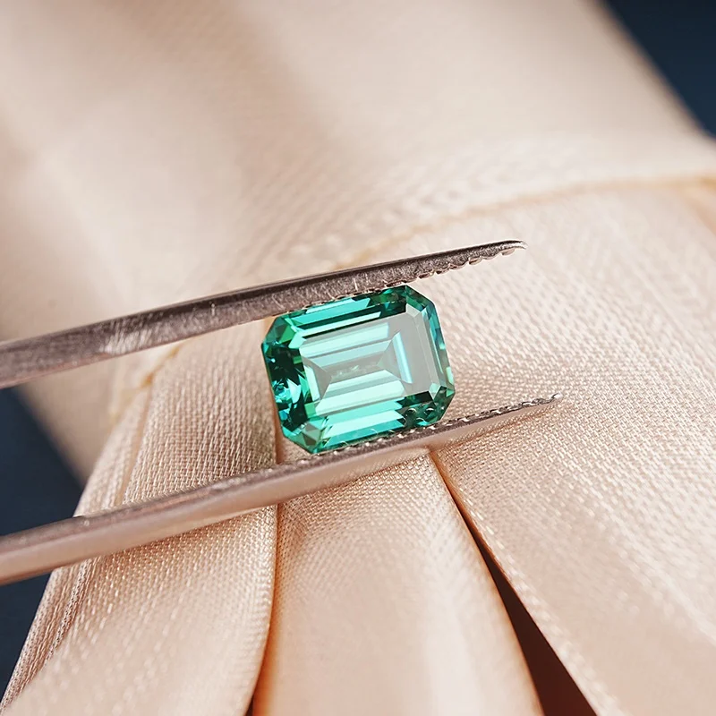 SICGEM Top Moissanite Manufacturer Green Emeral Shape Step Cut Moissanite Loose Gemstones for Jewelry Making GRA Certificate