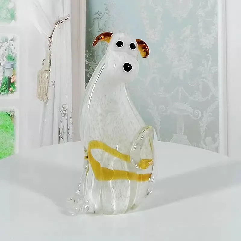 Decoration glass handicrafts Zibo gift charm cute cartoon animal home accessories living room office decoration murano glass dog
