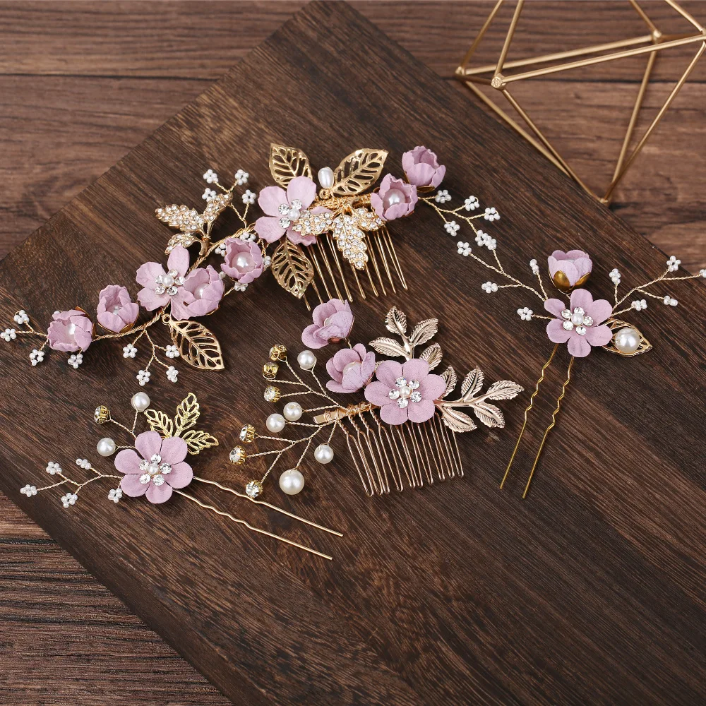 Latest Design Luxury Pearl Wedding Combs Hair Clips Women Bride Hair Ornaments Jewelry Bridal Flower Omgs Headpiece