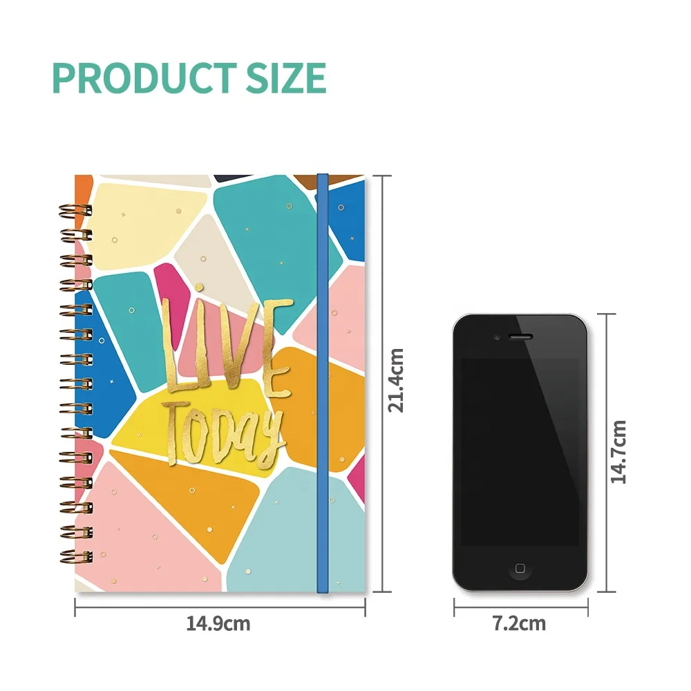 Personalised Journals Hardcover Gold Spiral Notebooks Customizable printing inside pages