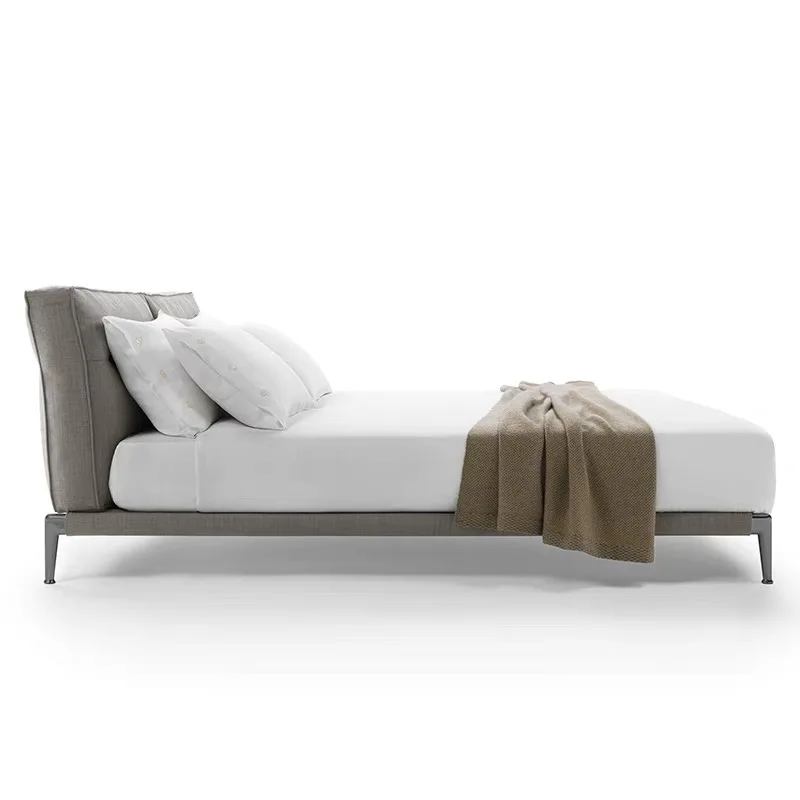 European style wood frame light luxury modern design Upholstered bed king size queen size cotton  fabric leather bed