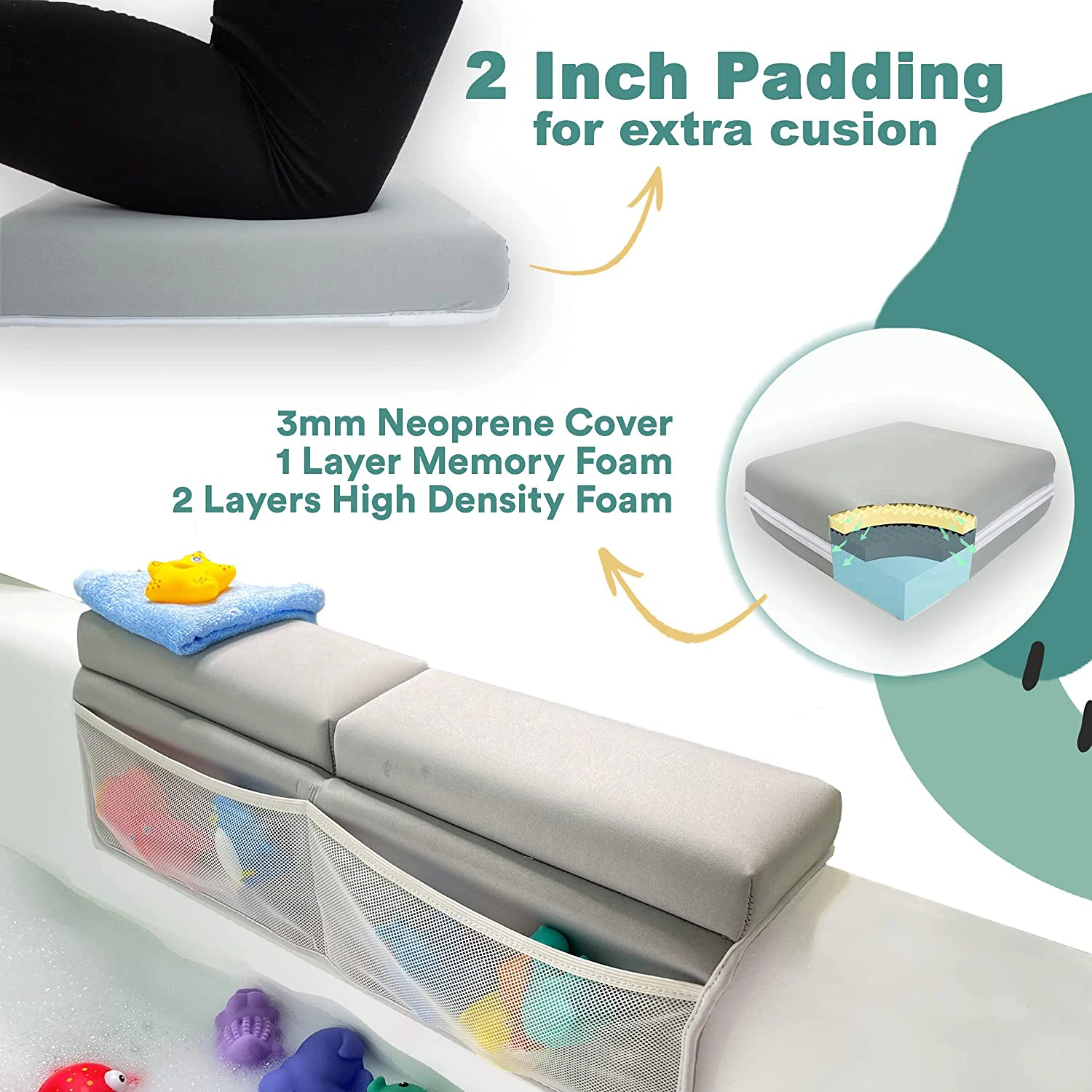 New style Baby Bath Kneeler and Elbow Rest Pad Set Bathing Solution for Parents Baby Bath Cushion Baby Bathtub Kneeler Pad