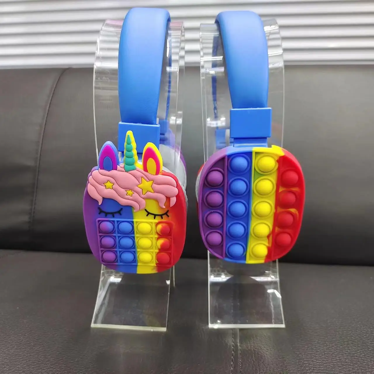 AH-806H Rainbow Bubble Foldable Wireless Stereo Unicorn Headphones Silicone Pop-Up Stress Relief Toy Headphones