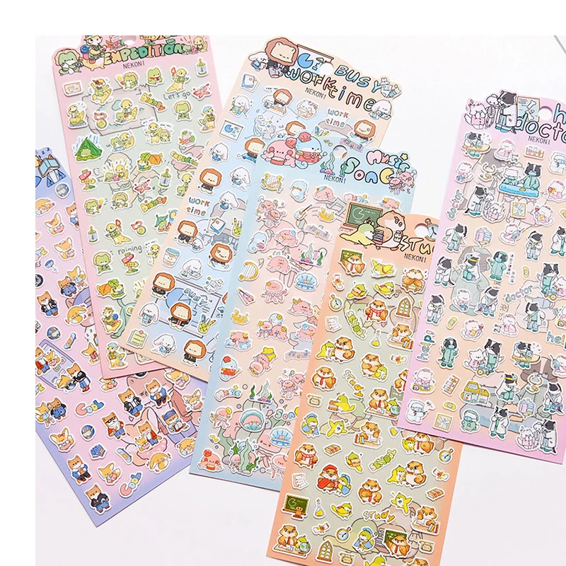 Nekoni Stickers Journal Diary Planner Decals Stickers Labrador Owl Lion Frog Animal Decals Music School Camping Theme Stickers