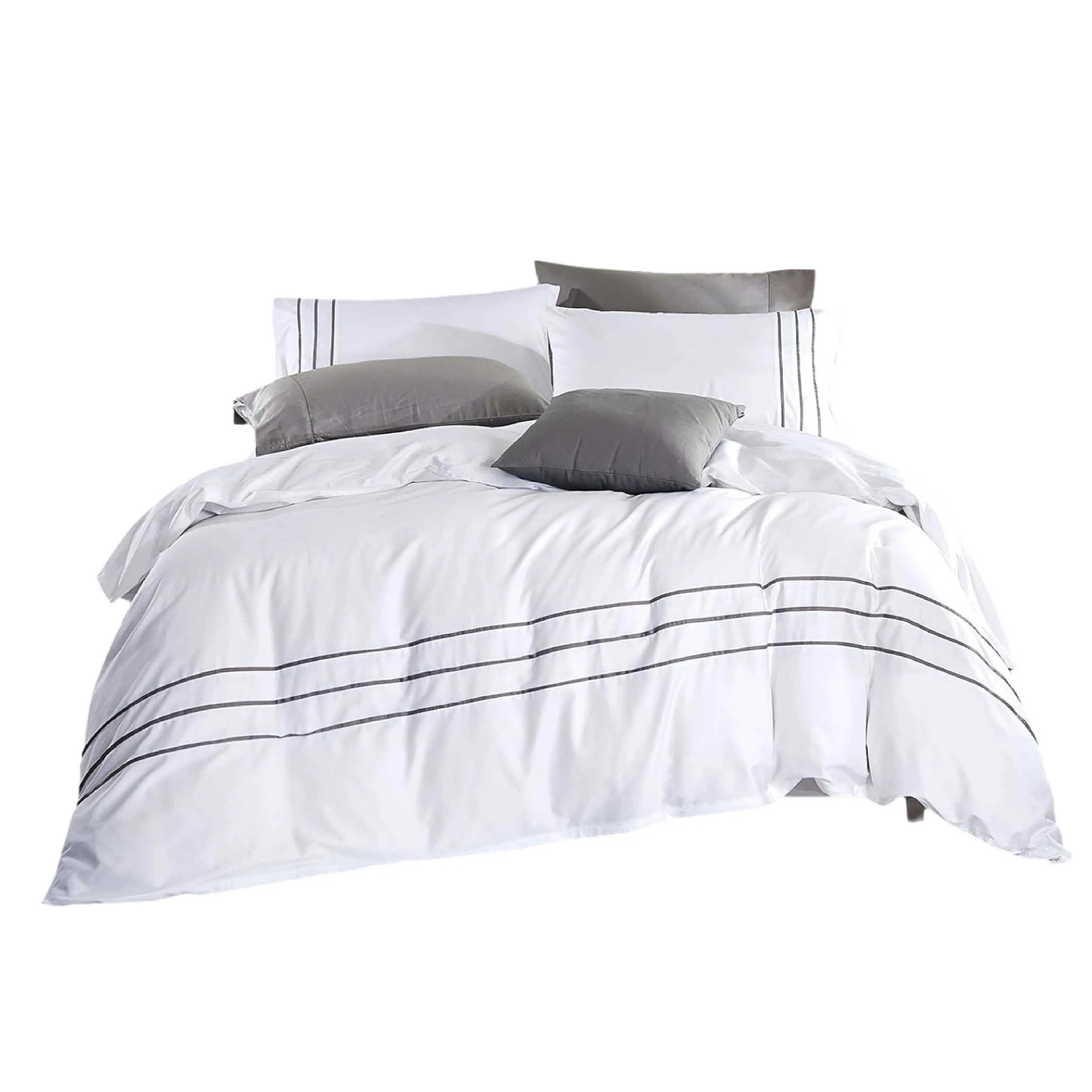 New design Luxury white duvet cover T300 plain 100% Cotton Sateen Woven Hidden Zipper Closure with pillow case