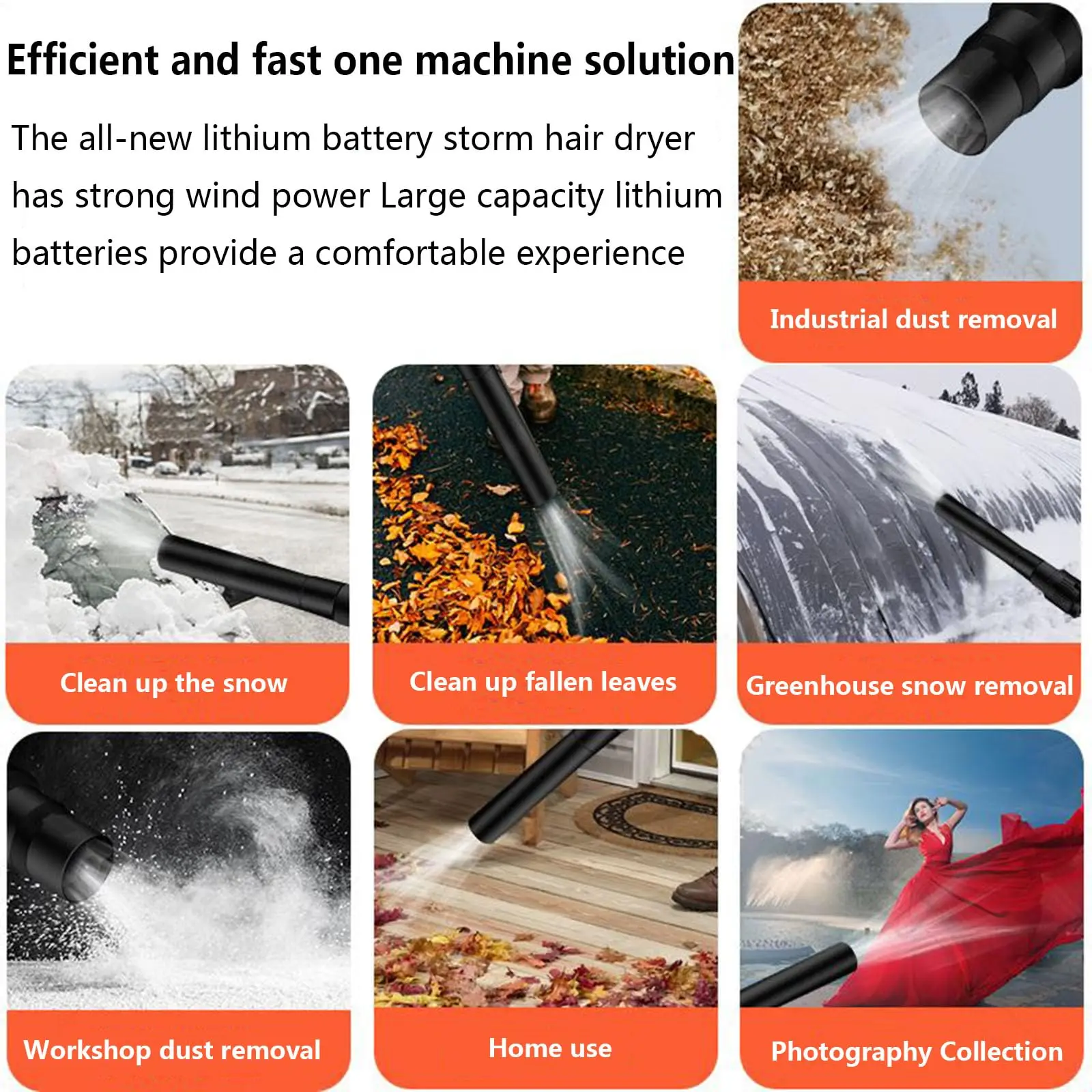 F.EASY.D China Manufacture Electric Industrial Cordless Snow Blower, Lithium Battery Power Electric Li-ion Vacuum Blowers